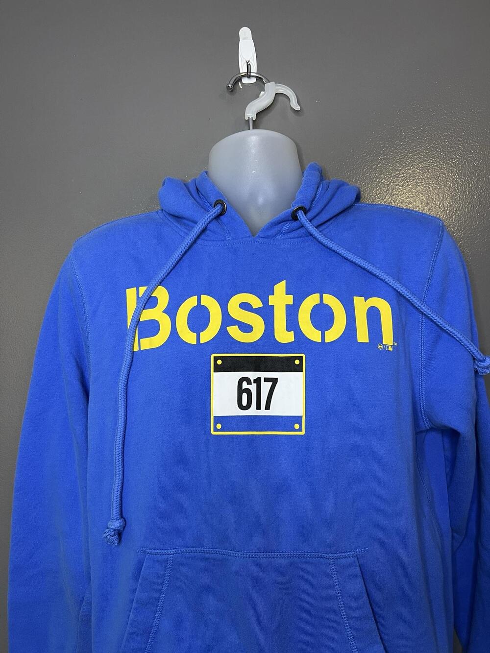 '47 Hoodie Mens Small Blue Boston 617 City Graphic Fleece Pullover Sweatshirt